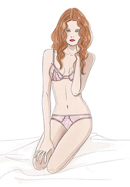簡約粉色內衣套裝女裝效果圖