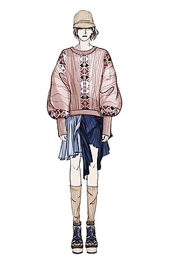 清新韓系深粉色上衣女裝效果圖