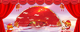 狗年吉祥文藝燈籠紅色banner