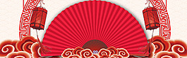 新年喜慶紅扇子傳統(tǒng)banner