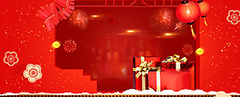 新年開門紅慶祝煙花紅色banner