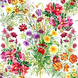 時尚清新繁花植物插畫
