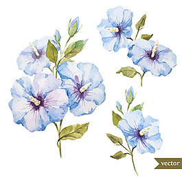 时尚手绘紫色花朵插画