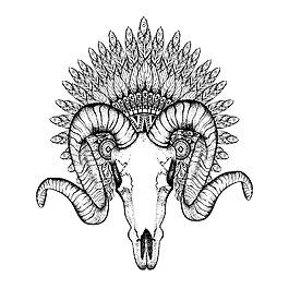 黑白時尚羊頭插畫