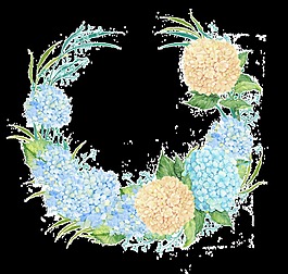逼真藍(lán)色繡球花花環(huán)PNG透明素材