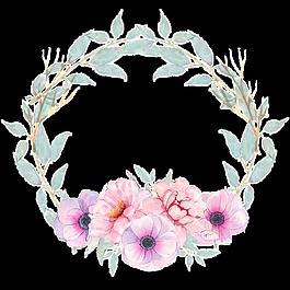 手繪渲染淡紫色花環(huán)PNG透明素材