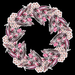 手繪東京櫻花花環(huán)PNG透明素材
