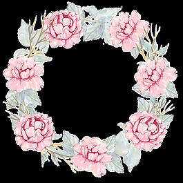 粉色月季花環(huán)PNG透明素材