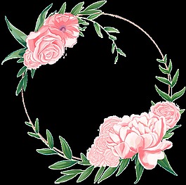 生动玫瑰花花环PNG透明素材
