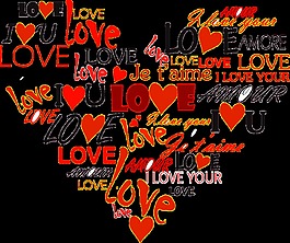 卡通愛心LOVE字體元素設計