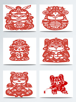 中國傳統(tǒng)吉祥剪紙圖案矢量素材