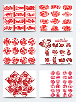紅色喜慶剪紙圖案素材