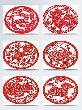 新年喜慶剪紙圖案元素