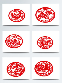 春節(jié)剪紙紅色圖案素材