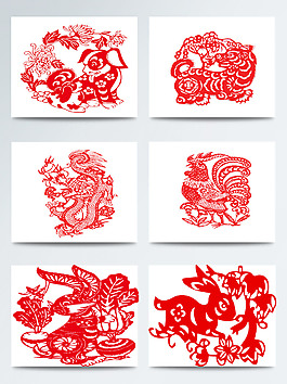 春節(jié)紅色剪紙圖案合集