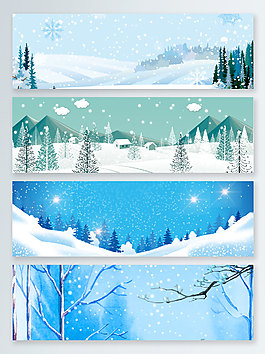 文艺雪地小清新绿色banner背景