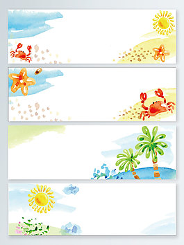 沙灘矢量插畫風(fēng)格banner背景