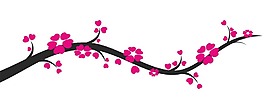 卡通紅色梅花樹枝png元素
