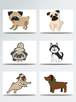 卡通狗插畫矢量動物貼紙狗年吉祥