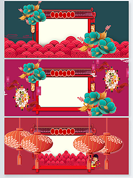 2018新年喜慶ai海報展板背景