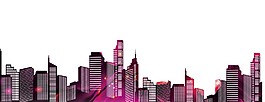 卡通炫彩城市建筑png元素
