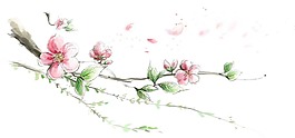 卡通粉色花朵枝頭png元素