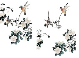 手繪創意花鳥png元素