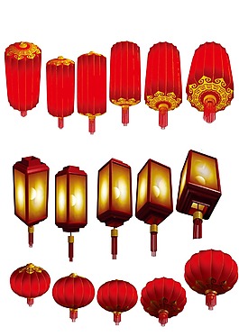 紅色喜慶燈籠png元素
