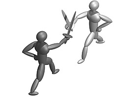 創(chuàng)意卡通對(duì)抗武士png元素