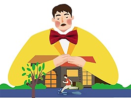 卡通創(chuàng)意黃色人物png元素