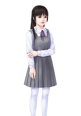 卡通可愛女學(xué)生png元素