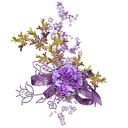 紫色花朵花束png元素