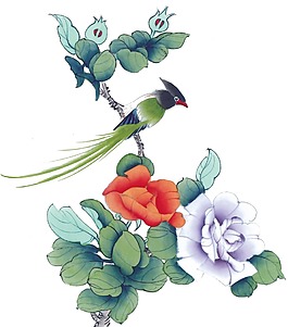 創意裝飾花鳥png元素