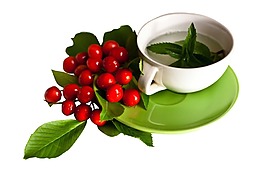 紅色櫻桃茶水png元素