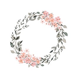 卡通粉色花朵圓環(huán)png元素