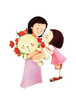 卡通溫情母女png元素