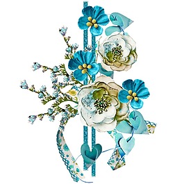 卡通藍白鮮花花朵png元素
