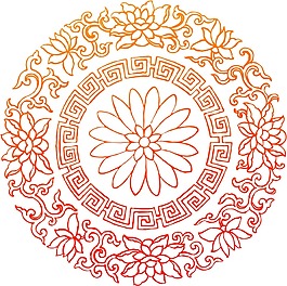 紅色圓形花紋png元素