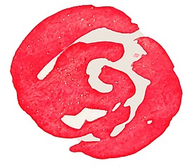 紅色手繪圖案png元素