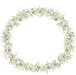 卡通白色鮮花花環(huán)png元素