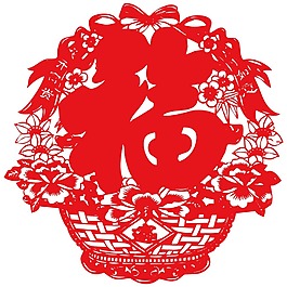 紅色中國剪紙畫png元素