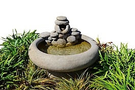 灰色石盆盆景png元素