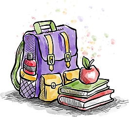 卡通書包書本水果png元素