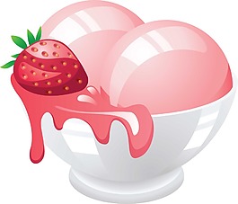 卡通草莓冰淇淋png元素
