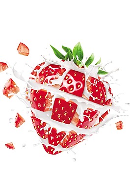 卡通創意奶油草莓png元素