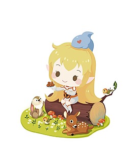 卡通可愛女孩和動物png元素