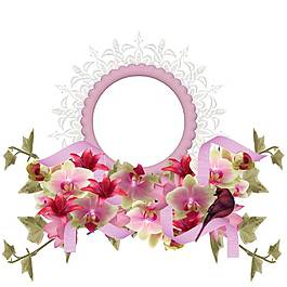 卡通花朵裝飾鏡子png元素