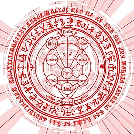 卡通紅色圓形符文圖案png元素