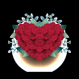 手繪卡通心形玫瑰花裝飾素材