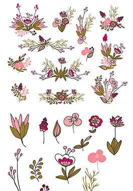 矢量紅色小花素材